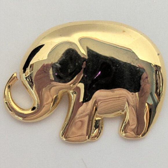 Vintage Chunky & Adorable Liz Claiborne Golden Elephant Brooch! - Picture 1 of 4